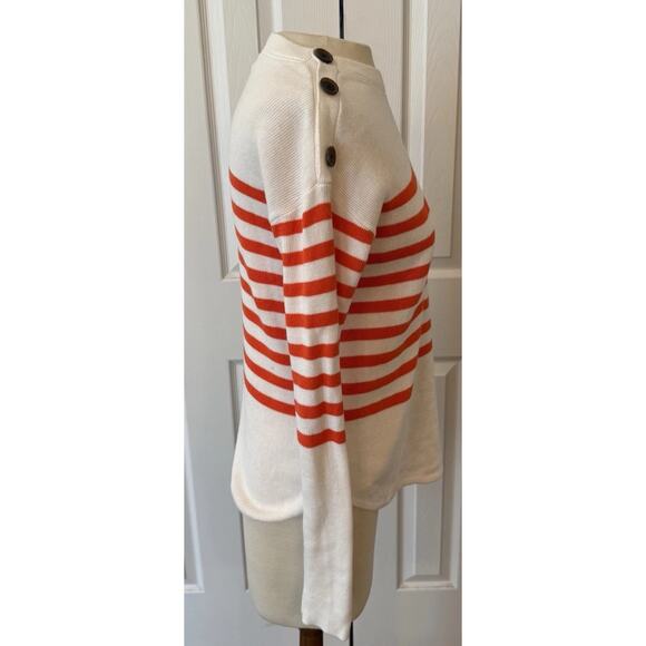 Gap Striped Sweater Women’s XS Off White Button Shoulder Preppy Spring Coed EUC - Picture 4 of 12